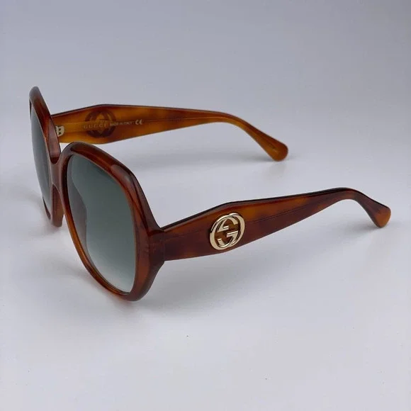 🔥 GUCCI LOGO GG0796S 003 Sunglasses Havana Gray Gradient Geometric Women